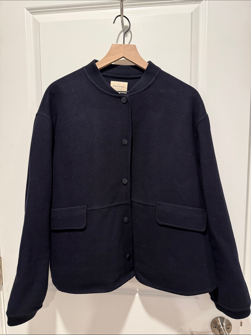 Sezane Suzy Coat Navy - Size 14